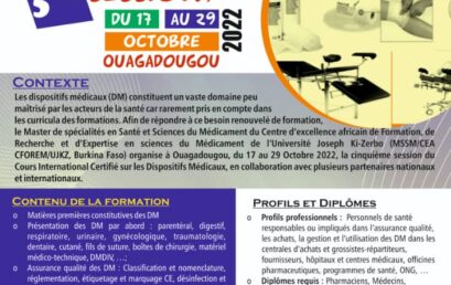 Inscription aux Cours international sur les dispositifs médicaux : 5ieme séssion